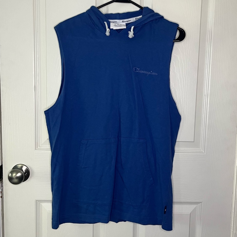 Champion Blue Sleeveless Hoodie - Picture 1 of 3
